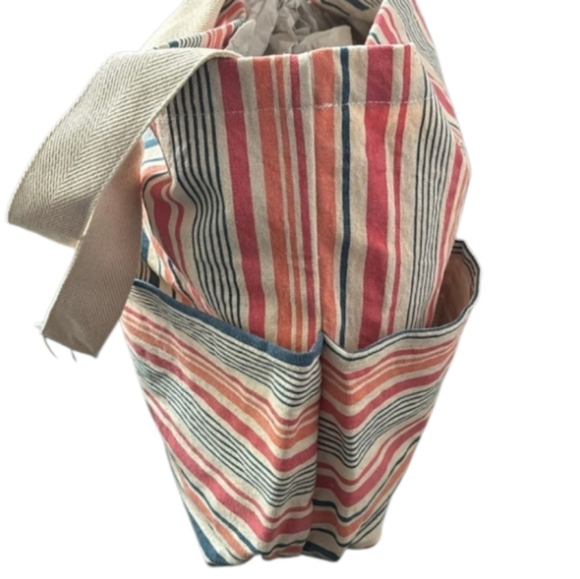 NEW! SALT LIFE Utopia Sea Side Stripe Multi-Pocket Cotton Twill Tote Papaya. - Picture 3 of 4